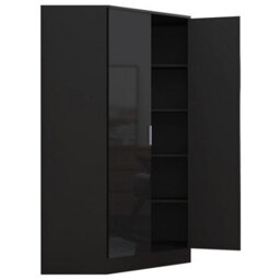 Reflect 2Pc Wardrobe Bundle - 2 Door Corner + 3 Door Mirror - Black Gloss & Black Oak - H: 180Cm X W: 179Cm X D: 103Cm - thumbnail 7