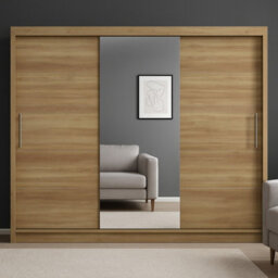 Alba Sliding Wardrobe With Mirror Stylish And Functional Storage Body Sonoma Front Sonoma - thumbnail 2