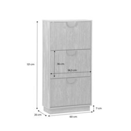 Sweeek - Grooved Mango Wood Effect Shoe Cabinet With 3 Drawers - W 60 X D 25 X H 121 Cm - Celian - thumbnail 9