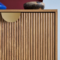 Sweeek - Grooved Mango Wood Effect Shoe Cabinet With 3 Drawers - W 60 X D 25 X H 121 Cm - Celian - thumbnail 7