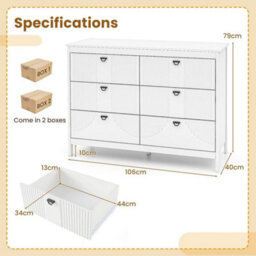 6 Drawer Dresser Bedroom Modern Style Chest Of Drawers - thumbnail 2