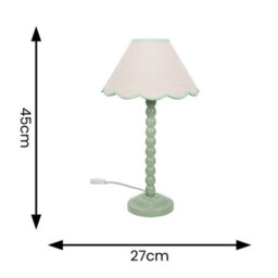 Valuelights Bobbles Sage Green Bobbin Table Lamp With Green Trim Scallop Shade - thumbnail 9