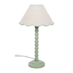 Valuelights Bobbles Sage Green Bobbin Table Lamp With Green Trim Scallop Shade - thumbnail 2