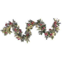Beliani Pre-Lit Snowy Christmas Garland 180 Cm Green Paimio - thumbnail 1