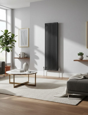 Ethiant Lux Ethiant  Lux Oval Tubed Panel Double Vertical Radiator 1800 Height X 600 Width Anthracite