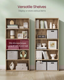 LEDREM Bookshelf, 5-Tier Bookcase, Storage Shelving Unit, Display Shelf With Open Compartments, Adjustable Storage Shelves, Camel Brown - thumbnail 5