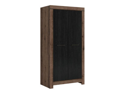 Arte Balin 98 Cm 2 Door Hinged Wardrobe Oak Monastery Oak Black - image 1