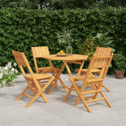 Berkfield 5 Piece Garden Dining Set Solid Wood Teak