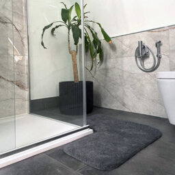Allure Bath Fashions Corner Shower Mat 100% Cotton - Charcoal - thumbnail 2