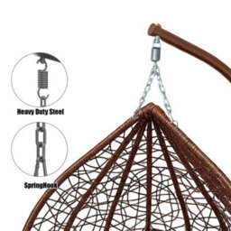 Outdoor Rattan Hanging Swing Egg Chair Garden Patio With Cushion & Stand Brown - thumbnail 3