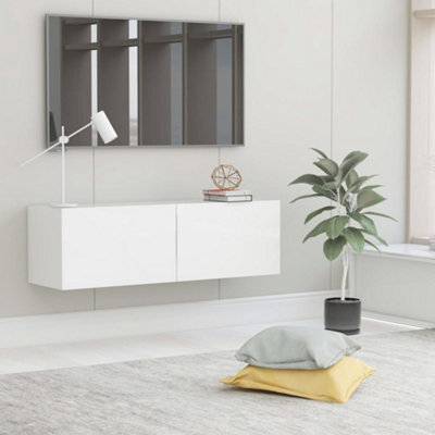 Walplus White Tv Cabinet 100X30X30 Cm Engineered Wood Media Console - image 1
