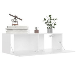 Walplus White Tv Cabinet 100X30X30 Cm Engineered Wood Media Console - thumbnail 4