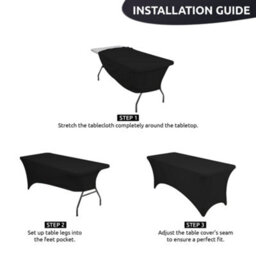 Neel Blue 8Ft Tight Fitted Tablecloth, Rectangle Spandex Patio Table Cover, Black, Pack Of 2 - thumbnail 5