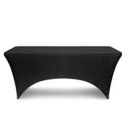 Neel Blue 8Ft Tight Fitted Tablecloth, Rectangle Spandex Patio Table Cover, Black, Pack Of 2 - thumbnail 1