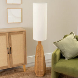 Valuelights Una White Tall Lamp Shade Natural Rattan Midi Floor Lamp - thumbnail 5