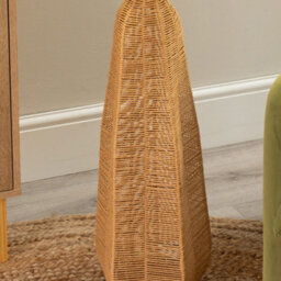 Valuelights Una White Tall Lamp Shade Natural Rattan Midi Floor Lamp - thumbnail 3