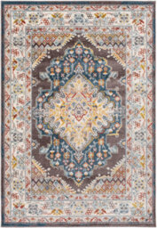 Livabliss Ankara-Vintage Brown Blue Cream Traditional Boho Living Dining Bedroom Rug 120 X 170 Cm Easy Care, Non Shedding