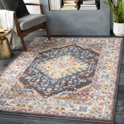 Livabliss Ankara-Vintage Brown Blue Cream Traditional Boho Living Dining Bedroom Rug 120 X 170 Cm Easy Care, Non Shedding - thumbnail 2