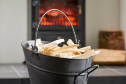 Fire122 16 Black Waterloo Metal Bucket 33.5X28X35Cm Coal Ash Carrier Fireplace Storage Durable Fireside Accessory - thumbnail 3