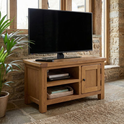 The Furniture Market Rustic Oak Small Compact Tv Unit Cabinet Up To 45 Tv Size - image 1