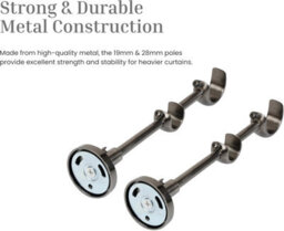 Lister Cartwright Double Curtain Extendable Pole Set With Black Nickle Ball Finials- 19mm & 28mm Metal Poles(70- 120 Cm) - thumbnail 5