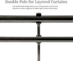 Lister Cartwright Double Curtain Extendable Pole Set With Black Nickle Ball Finials- 19mm & 28mm Metal Poles(70- 120 Cm) - thumbnail 4
