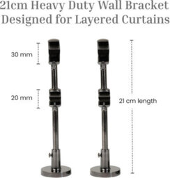 Lister Cartwright Double Curtain Extendable Pole Set With Black Nickle Ball Finials- 19mm & 28mm Metal Poles(70- 120 Cm) - thumbnail 2