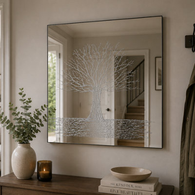 Mirroroutlet Handcrafted Glitter Resin Tree Mirror - image 1