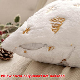 Amorly 2Pcs 18X18In Christmas Tree Cushion Covers, White Throw Pillow Cases With Gold Glitter Snowflake, Not Included For Sofa Bed Decor - thumbnail 4