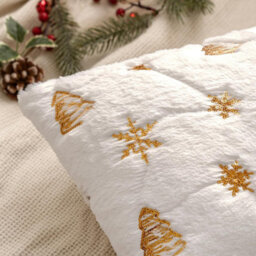 Amorly 2Pcs 18X18In Christmas Tree Cushion Covers, White Throw Pillow Cases With Gold Glitter Snowflake, Not Included For Sofa Bed Decor - thumbnail 3
