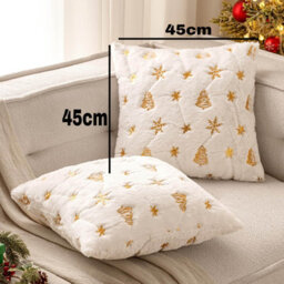 Amorly 2Pcs 18X18In Christmas Tree Cushion Covers, White Throw Pillow Cases With Gold Glitter Snowflake, Not Included For Sofa Bed Decor - thumbnail 5