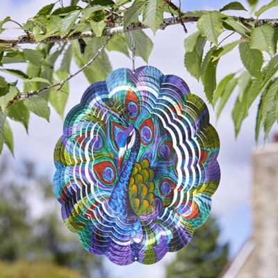 My Smart Buy Peacock Spinner - 30 Cm Decorative Stainless Steel Garden Spinner With Holographic Effect, Weatherproof For Outdoor Use - image 1