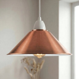 2 Pack Copper Cone Lamp Shade Metal Pendant Light Shade, Modern Ceiling Light Cover, Easy Fit Lampshade For Kitchen, Living Room - thumbnail 6