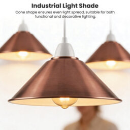 2 Pack Copper Cone Lamp Shade Metal Pendant Light Shade, Modern Ceiling Light Cover, Easy Fit Lampshade For Kitchen, Living Room - thumbnail 5