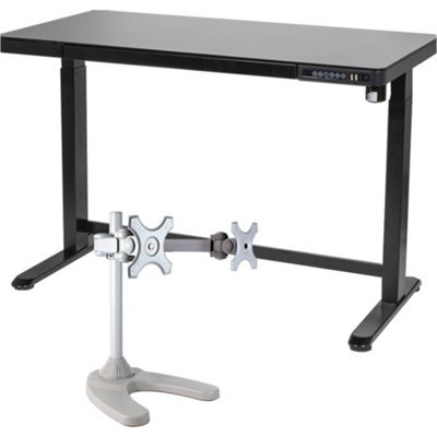 Loops Large Black Electric Sit-Stand Desk With Usb Ports And Twin Monitor Bracket - image 1