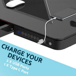 Loops Large Black Electric Sit-Stand Desk With Usb Ports And Twin Monitor Bracket - thumbnail 3