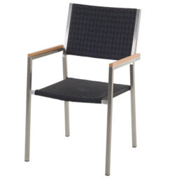 Beliani Garden Dining Set 4 Seater Maletto/grosseto Grey/ Black Pe Rattan Marble Effect - thumbnail 8