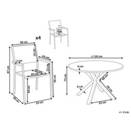 Beliani Garden Dining Set 4 Seater Maletto/grosseto Grey/ Black Pe Rattan Marble Effect - thumbnail 3