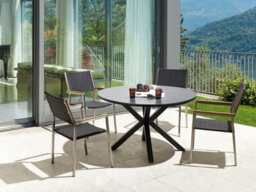 Beliani Garden Dining Set 4 Seater Maletto/grosseto Grey/ Black Pe Rattan Marble Effect - thumbnail 2