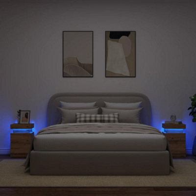 Berkfield Bedside Cabinets With Led 2 Pcs Artisian Oak 35X39X55 Cm Engineered Wood - image 1