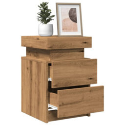 Berkfield Bedside Cabinets With Led 2 Pcs Artisian Oak 35X39X55 Cm Engineered Wood - thumbnail 5