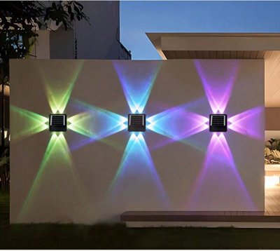Living And Home Modern 4-Way Led Solar Wall Light, Rgb Multi-Colour