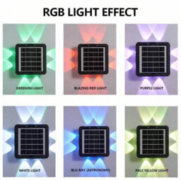 Living And Home Modern 4-Way Led Solar Wall Light, Rgb Multi-Colour - thumbnail 2