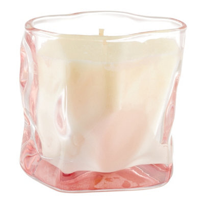 Living And Home Eco-Friendly Natural Relaxing Osmanthus Scented Soy Wax Candle In Twisted Pink Glass Jar - image 1