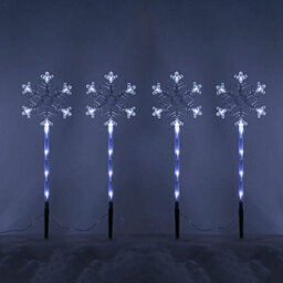 Set Of 4 Led Garden Stake Lights With Snowflake Or Star Design, Mains-Powered For Festive Displays - thumbnail 6