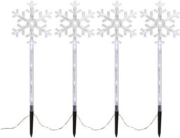 Set Of 4 Led Garden Stake Lights With Snowflake Or Star Design, Mains-Powered For Festive Displays - thumbnail 1