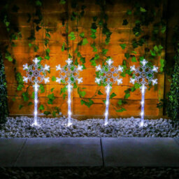 Set Of 4 Led Garden Stake Lights With Snowflake Or Star Design, Mains-Powered For Festive Displays - thumbnail 3