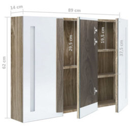 Berkfield Led Bathroom Mirror Cabinet 89X14X62 Cm Oak - thumbnail 8