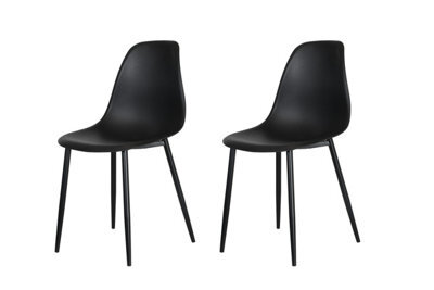 Core Products Aspen Pair Of Black Curve Dining Chairs - Plastic Seat With Black Metal Legs - image 1