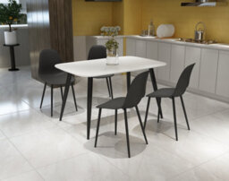 Core Products Aspen Pair Of Black Curve Dining Chairs - Plastic Seat With Black Metal Legs - thumbnail 4
